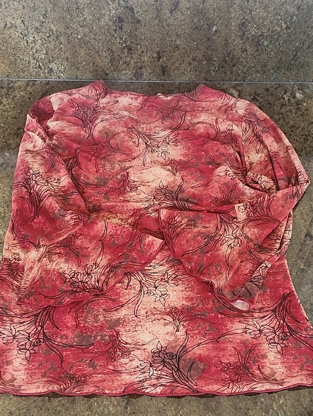 Women’s Y2K Red Surplice Neck Bell Sleeve Blouse - Elegant Printed Top - Picture 6 of 8